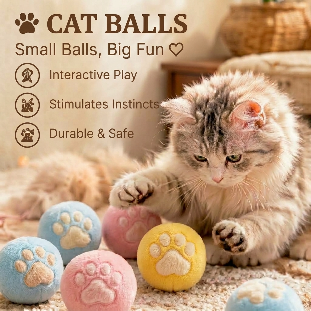 Wavoreni® Premium Plush Paw Cat Balls - Interactive Play Set