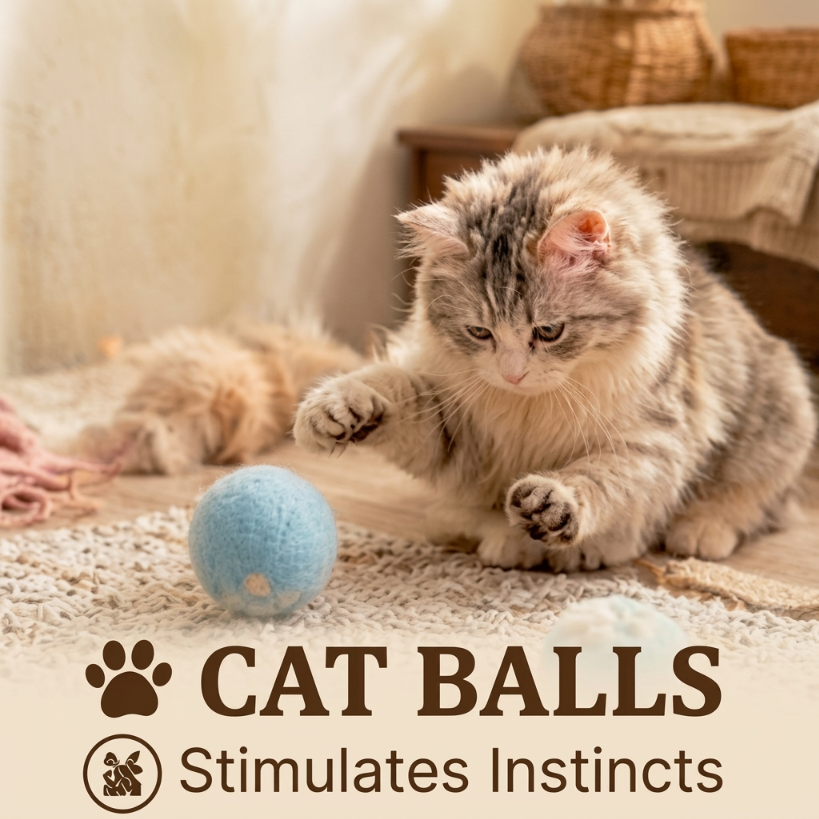 Wavoreni® Premium Plush Paw Cat Balls - Interactive Play Set