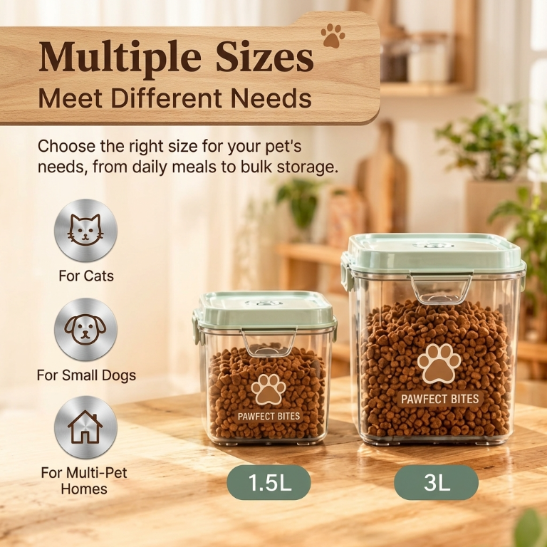 Wavoreni® PAWFECT BITES™ Airtight Pet Food Storage Container