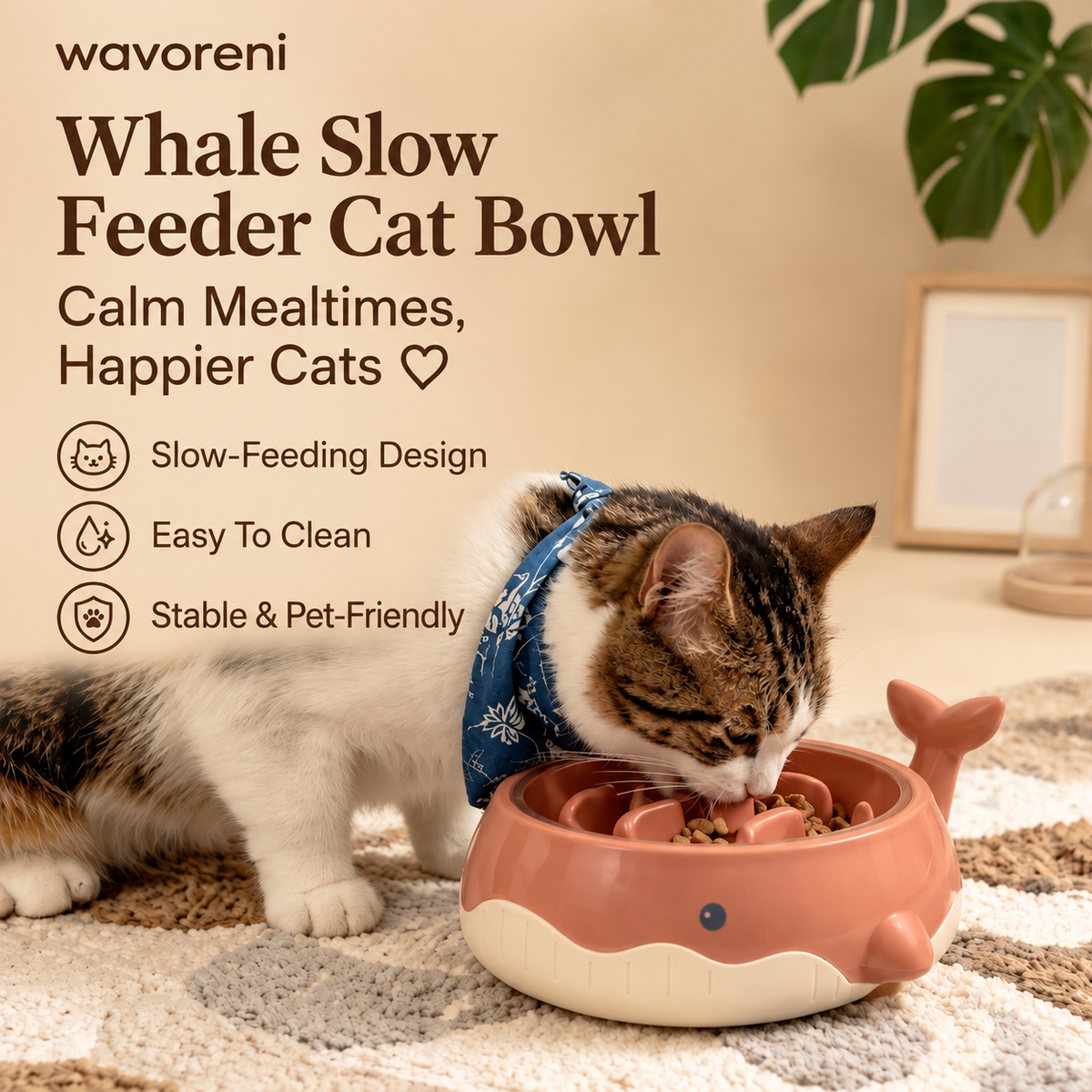 Wavoreni® Whale Slow Feeder Cat Bowl