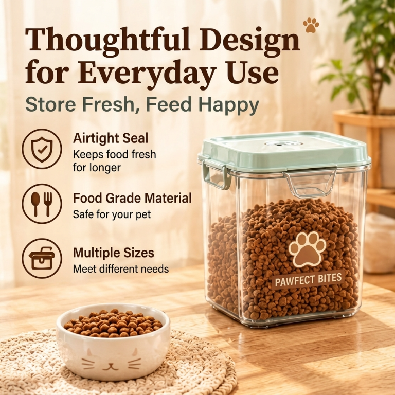 Wavoreni® PAWFECT BITES™ Airtight Pet Food Storage Container